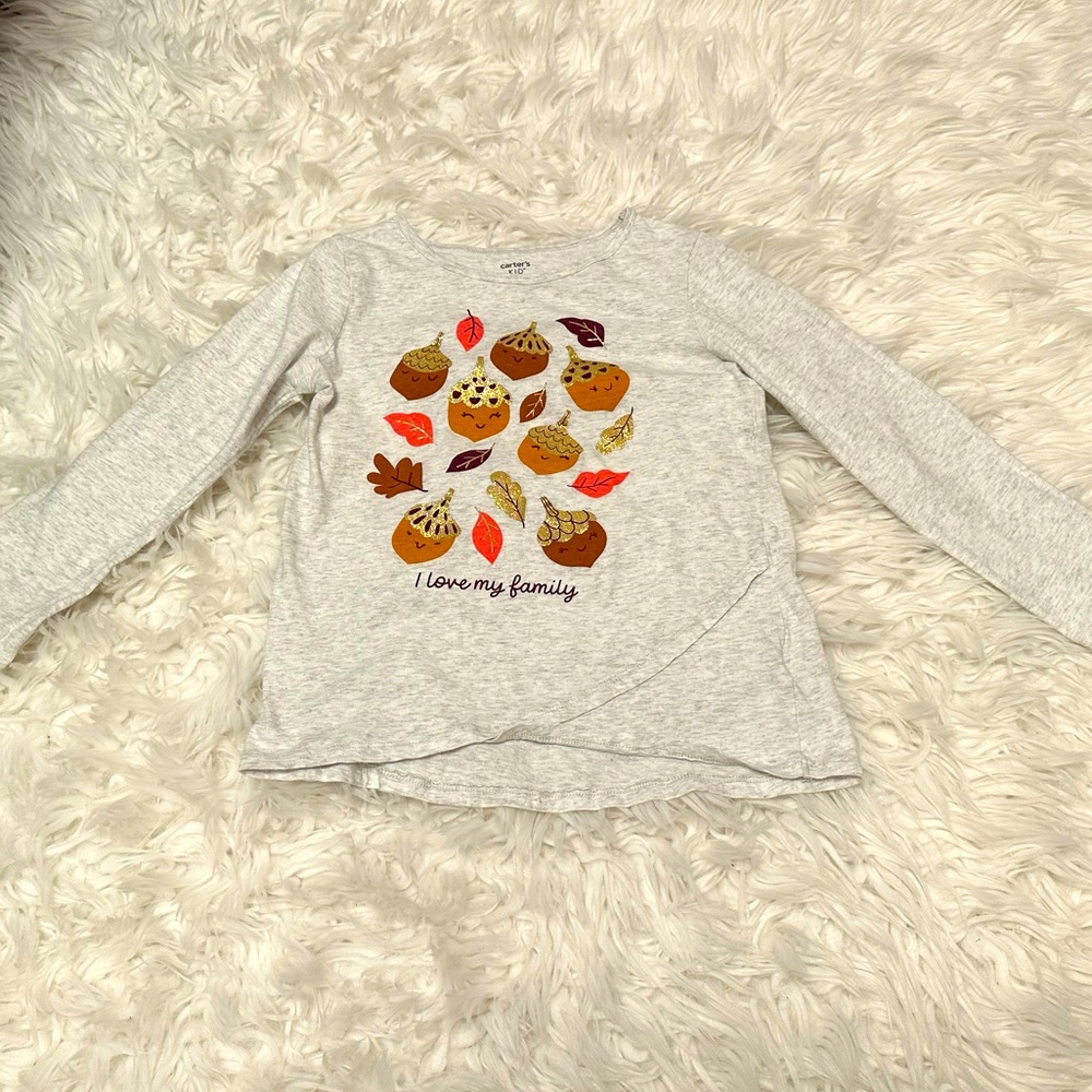 Carters girls heather gray acorn tee